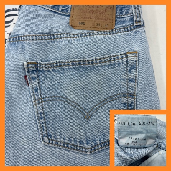 LEVI’S 501 MADE IN USA W38 L30 Vintage Levis 501 Mens Denim Jeans Light Wash Cotton Classic W38